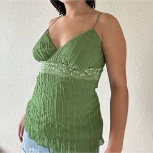 Green embroidered fairycore top